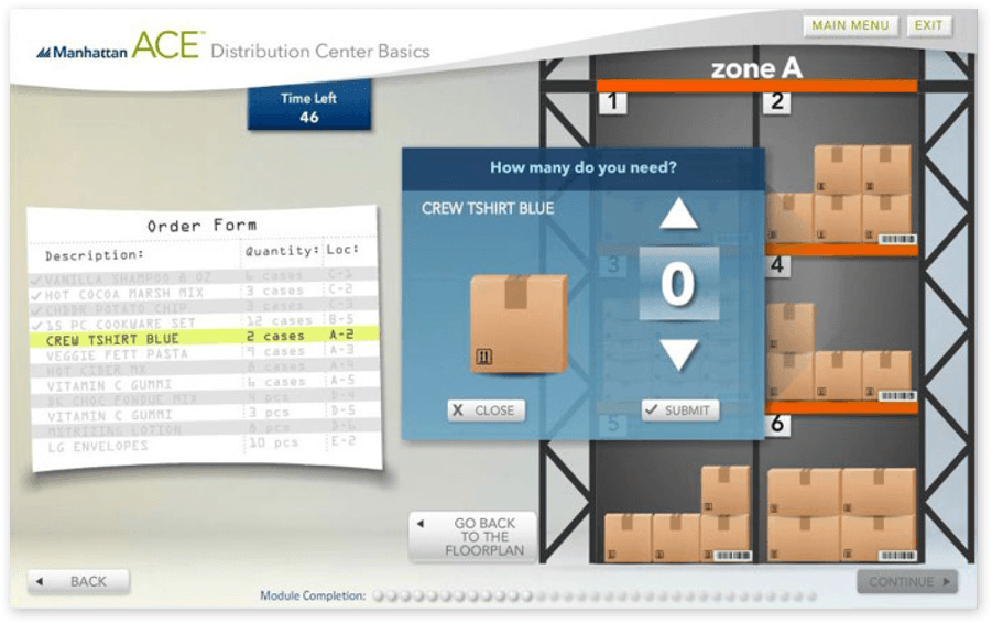 Manhattan Associates Training Screenshot Manhattan Associates Training Screenshot